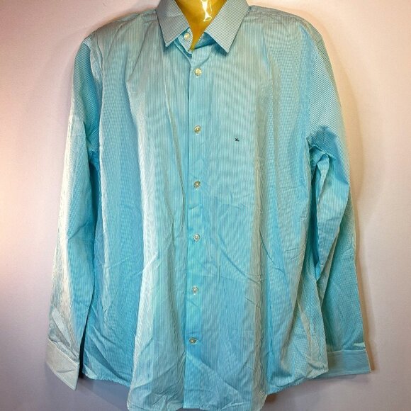 Express Men's Extra Slim Fit Turquoise Striped Dress Shirt - Size XL - NWT - Picture 1 of 4